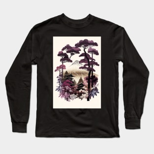 Japan Autumn Mount Fuji Drawing Long Sleeve T-Shirt